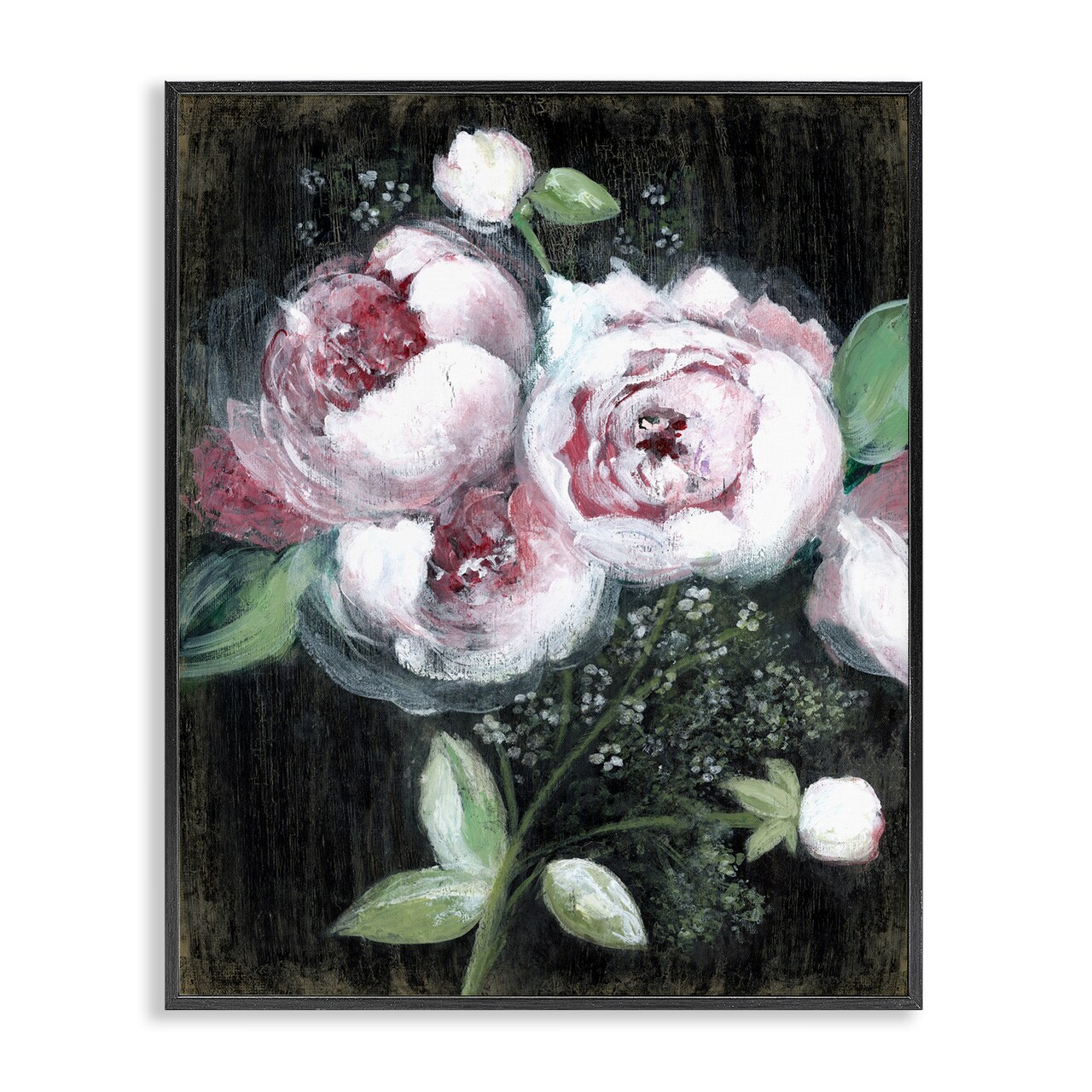 Stupell Industries Moody Roses on Black Framed Giclee Wall Art Design by Janet Tava